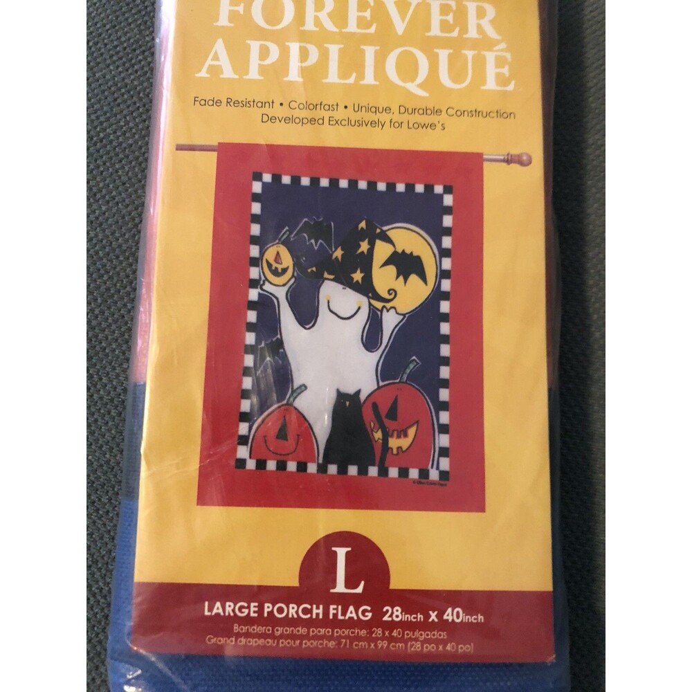 Rain or Shine Forever Applique Large Porch Flag 28โ X 40โ Halloween Ghost New